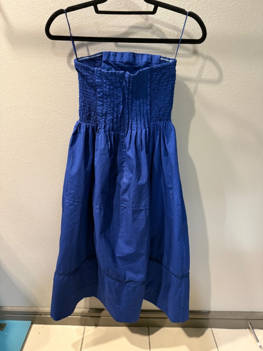 Anthropologie Cotton Poplin Strapless Midi Dress Bluing / Blue Size S - Picture 5 of 5